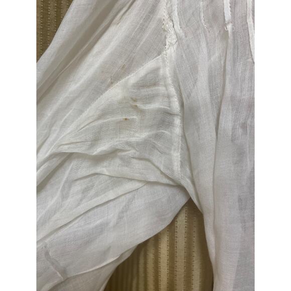 Antique Edwardian White Cotton Floral Embroidered Blouse with long sleeves - Picture 10 of 16